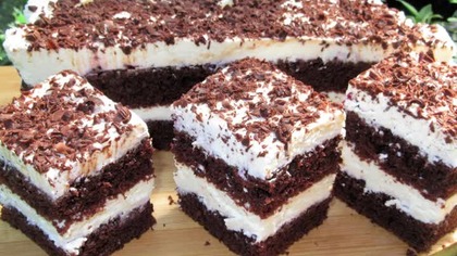 jedno z najlepszych ciast-PORZECZKOWIEC, delikatne kakaowe ciasto kremem serowym, śmietanką i dżeme