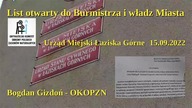 List Otwarty do Burmistrza i władz miasta Łaziska G&oacute;rne. Bogdan Gizdoń - OKOPZN