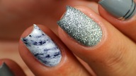 Stone nails / marmurek / sugar effect/ Meracle Cosmetics - Deep gray 128