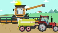 Farm work - Combine Harvester and Tractor They work hard | Fairy tale about Farmers - Bazylland