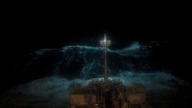 Gigantyczny sztorm nocą w rejonie występowania gór lodowych