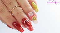 Christmas bauble and bow nails art / Cuccio