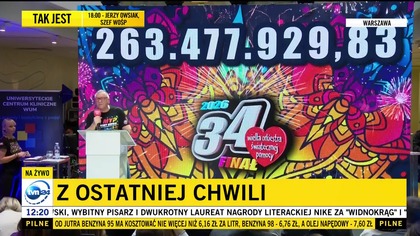 TVN 24 - Oficjalne podsumowanie 34.  Finału Wielkiej Orkiestry Świątecznej Pomocy (30. 03. 2026)