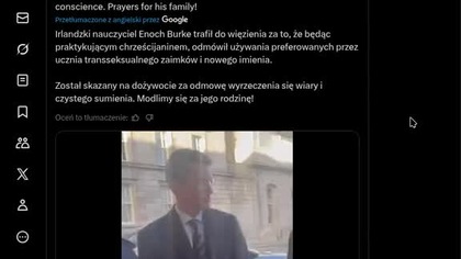 irlandzki nauczyciel dozywocie za nieuzywanie zaimkow