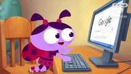 Ladybird Lu is searching with Google on the computer