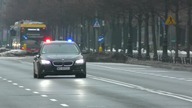 Wyjazd alarmowy kolumn SOP-u z Prezydentem Litwy z warszawskiego Belwederu