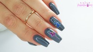 Gray and little flowers nails art tutorial / Stardoro Nails