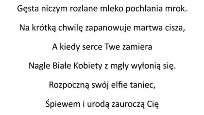 Białe Mgły - poezja Łukasz Przelaskowski @OkiemPisarza #łukaszprzelaskowski #poezja #wiedźmin
