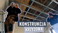 Dwupoziomowy sufit podwieszany na konstrukcji krzyżowej