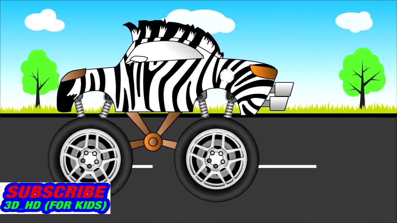 Bajki Animacje Dla dzieci & Zebra monster Truck Monster Zebra & 3D HD