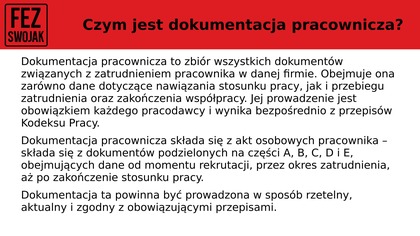 Szkolenie z zakresu dokumentacji pracowniczej oraz prowadzenia teczek osobowych
