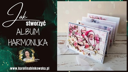 Zima na różowo  album harmonijka - Pink Winter Accordion Mini Album