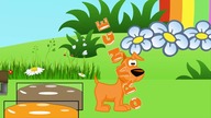 Funny animals glide over the slide and learn colors