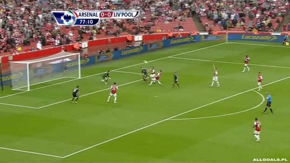 Premier League sezon 2011/2012 Arsenal - Liverpool 2011-08-20 samobójczy gol Aarona Ramseya
