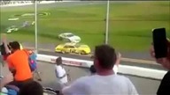 Fans Get Hit with Tire - Daytona 2013 Kyle Larson Crash - Nationwide Big One Finis