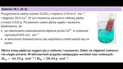 ZADANIE 16 CKE 2024 GRUDZIEŃ(Próbna) | ELEKTROCHEMIA | ZMIANA MASY PŁYTKI