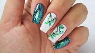 Green nails leaf tutorial / Molly Lac