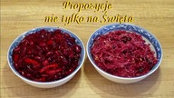 Dwa rodzaje sałatki z buraków, majonez z awokado, sos winegret