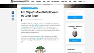 Arcybiskup Carlo Maria Vigano: Więcej refleksji na temat Wielkiego Resetu.
