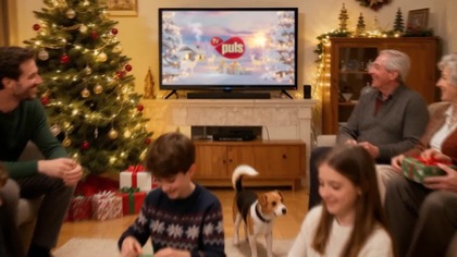 Puls - Zapowiedzi, ident stacji i blok reklamowy w bożonarodzeniowej oprawie graficznej (11. 12. 2025)