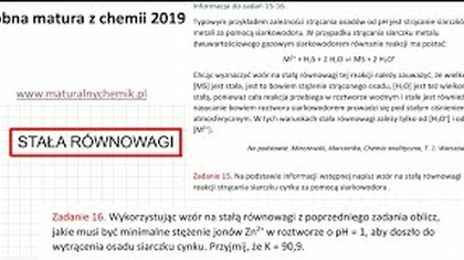 ZADANIE 15 I 16 MATURALNY CHEMIK 2019 STAŁA RÓWNOWAGI REAKCJI