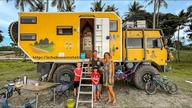 Old military truck converted into a stunning camper.  Hakuna Matata family full-time van life.