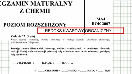ZADANIE 22 CKE 2007 REDOKS KWASOWY BEZ STOPNI ORGANICZNY