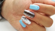 Silver Flakes and Blue pastel nails / Allepaznokcie Colours by Molly
