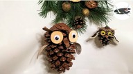 Jak zrobić sowy z szyszek na choinkę [OWLS MADE OF PINECONES] - Pomysły plastyczne dla każdego