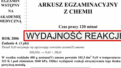 ZADANIE 4 AM 2006 WYDAJNOŚĆ RÓWNANIE CLAPEYRONA TLENEK N2O OTRZYMUJE SIĘ OGRZEWAJĄC...