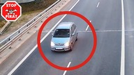 Opel na chorwackich tablicach zawraca i jedzie pod prąd przed tunelem na S1.  STOP PIRAT