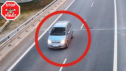 Opel na chorwackich tablicach zawraca i jedzie pod prąd przed tunelem na S1.  STOP PIRAT