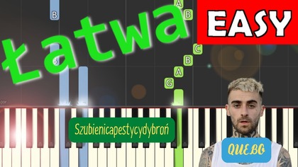 SZUBIENICAPESTYCYDYBROŃ (Quebonafide) - Piano Tutorial (łatwa wersja)  NUTY W OPISIE 