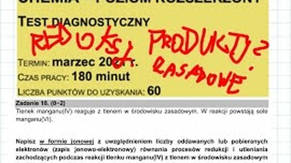 ZADANIE 18 CHEMIA CKE 2021 MARZEC REDOKS PRODUKTY ZASADOWE