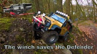 Traxxas TRX4 Defender vs Axial Scx10 II Wrangler Hillclimb Adventure with winch in action  RAW