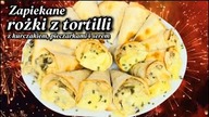 Zapiekane rożki z tortilli z kurczakiem, pieczarkami i serem.  Super przekąska na Sylwestra