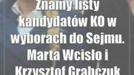 Znamy listy kandydatów KO w wyborach do Sejmu.  Marta Wcisło i Krzysztof Grabczuk jedynkami