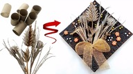 Stroik na ścianę z bukietu polnych kwiatów z rolek po papierze toaletowym.DIY Recykling art