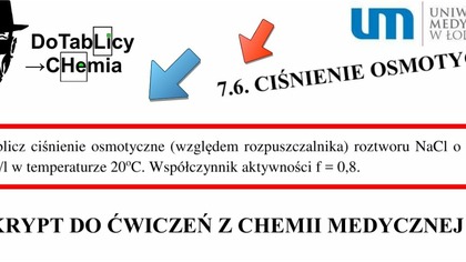 7. 6. 2.  Oblicz ciśnienie osmotyczne roztworu NaCl o stężeniu 0,15 mol/l ... Umed #chemia