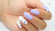 Easy delicate Purple flowers nails art Tutorial / Bluesky Polska