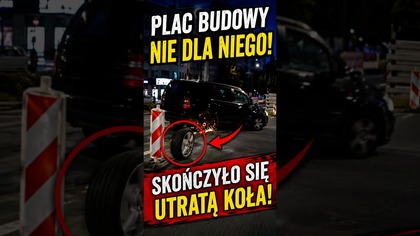 Plac budowy wygrał z autem.   #kolizja #kierowca #drogi #shorts