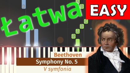  V symfonia (L.  van Beethoven) - Piano Tutorial (łatwa wersja)  NUTY W OPISIE 