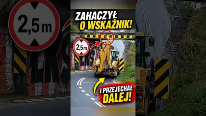 Koparka zahaczyła o wskaźnik wysokości, ale kierowca szybko zareagował!  #shorts #droga #koparka