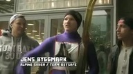 Wyscigi narciarskie w centrum handlowym