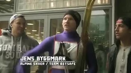 Wyscigi narciarskie w centrum handlowym
