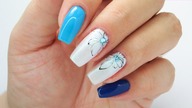 Blue nails & Flowers tutorial / Cuccio