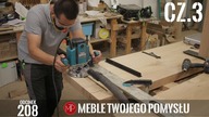 cz 3 Stół z szerokich fosztów dębowych - montaż nóg drewnianych i frezowanie blatu pod wzmocnienia