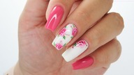 Roses pattern nails art tutorial water color / Eveline Cosmetics