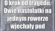 O krok od tragedii.  Dwie nastolatki na jednym rowerze wjechały pod samochód