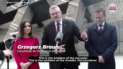 Polish Presidential Candidate Grzegorz Braun EU Flag, Calls It Symbol of Occupation (07.05.2025)